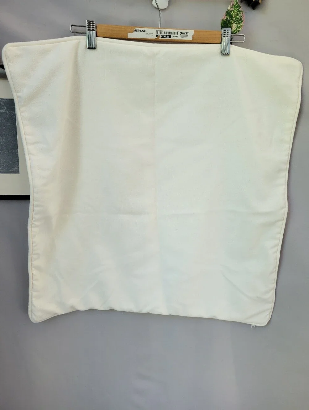 Pottery Barn Solid Canvas Piped Throw Pillow Cover Cream 22 x 22
